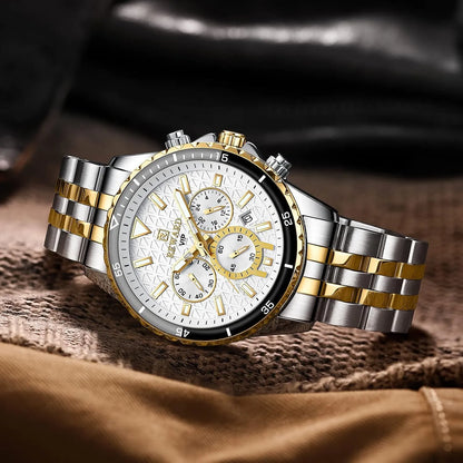 REWARD luxury men's watch gold and white dial close-up
