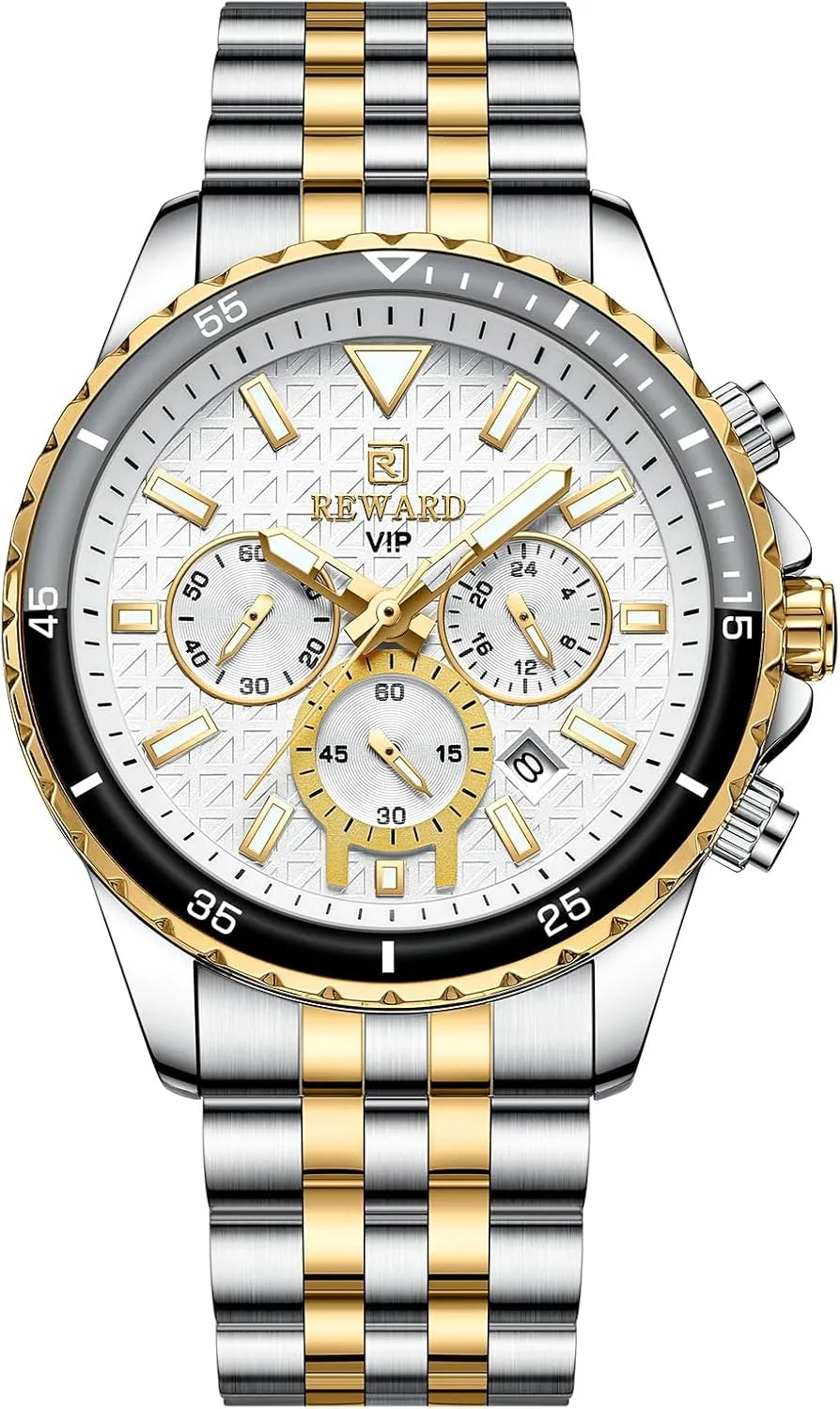 REWARD men's quartz watch side profile stainless steel bracelet