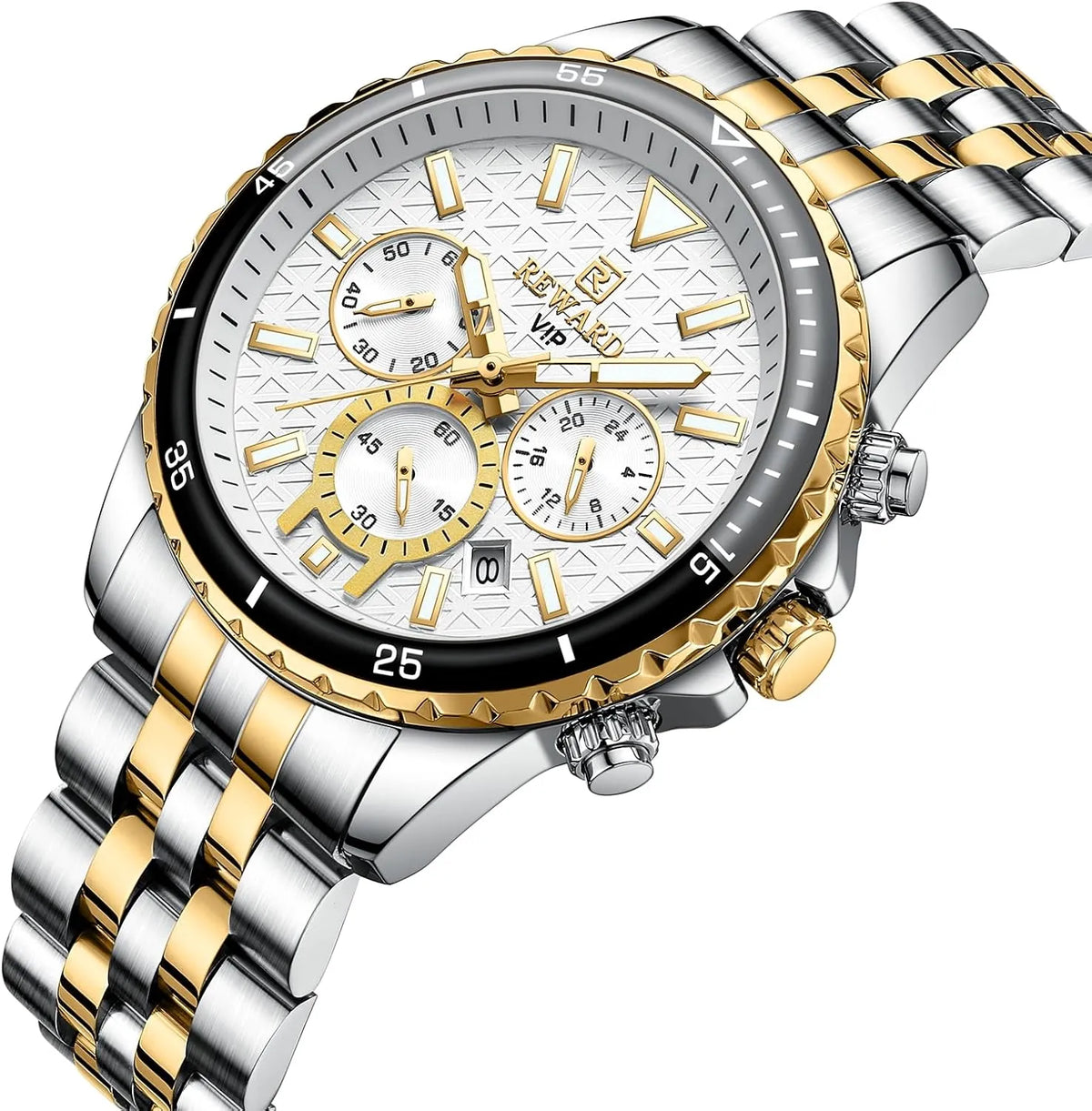 REWARD men's watch luminous hands on wrist lifestyle shot
