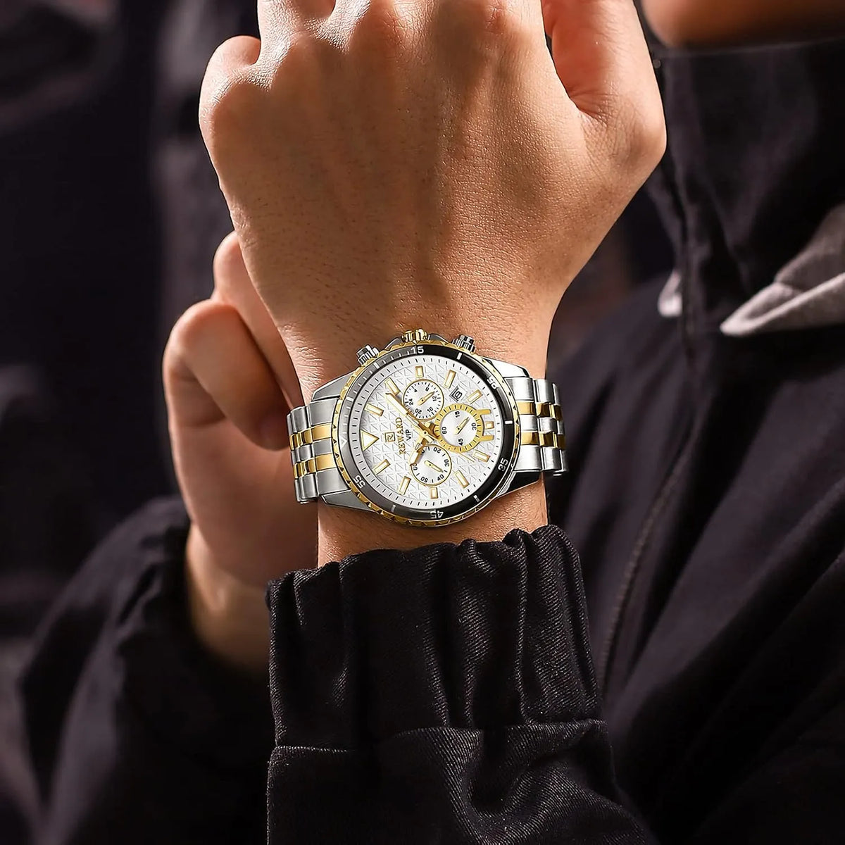 REWARD men's watch back case and clasp detail