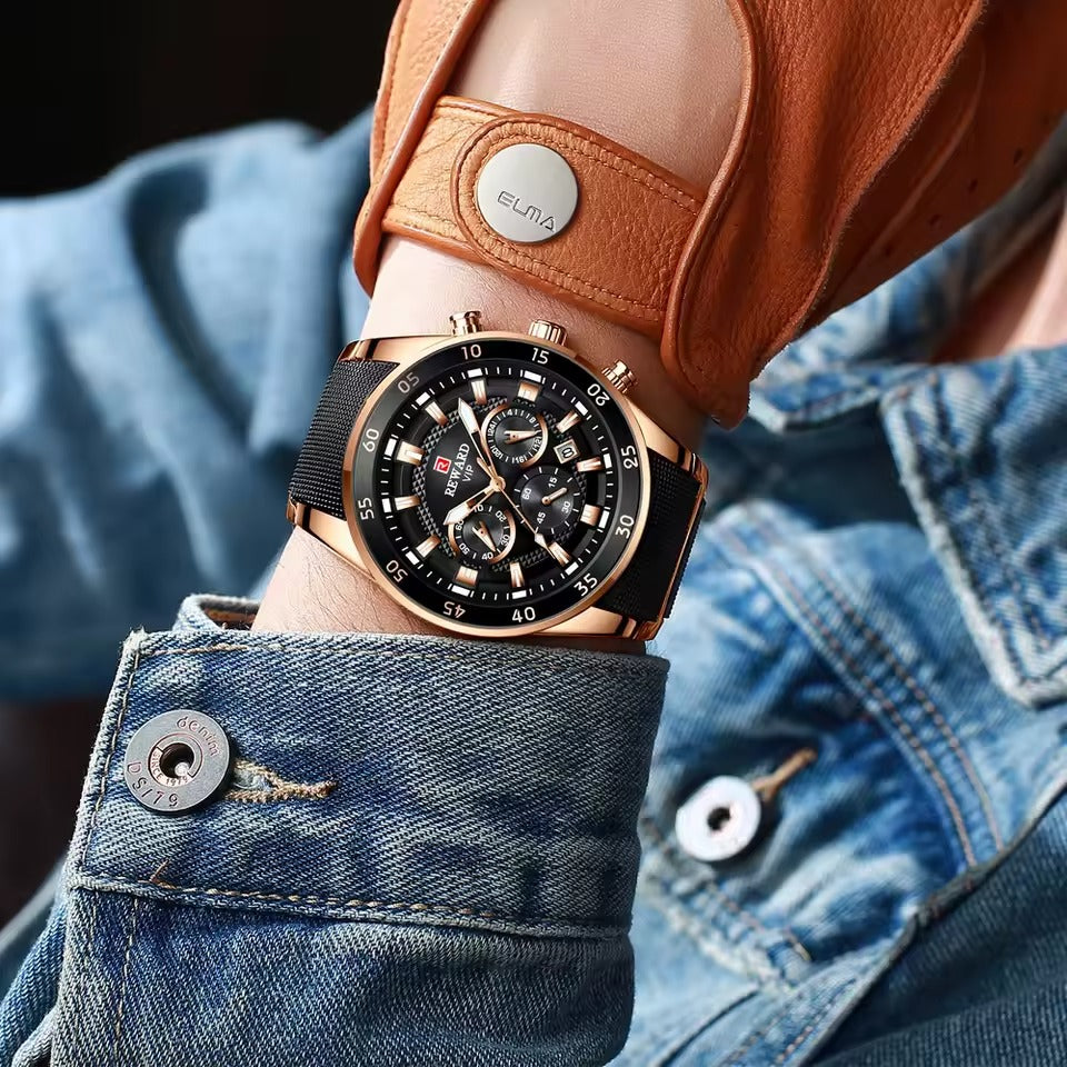 Reward VIP men's watch luminous hands in low light